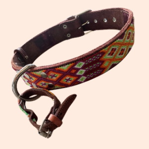 Lederhalsband mit gewebter Bordüre – für große Hunde