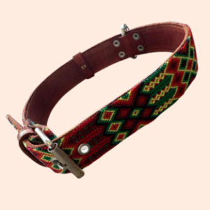 Lederhalsband mit gewebter Bordüre – für große Hunde