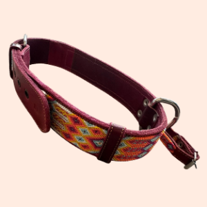 Lederhalsband mit gewebter Bordüre – für große Hunde