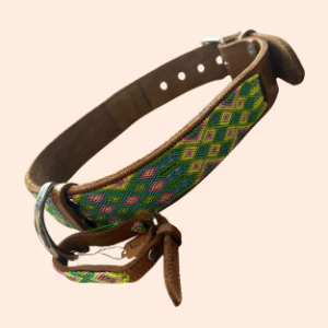 Lederhalsband mit gewebter Bordüre – für große Hunde