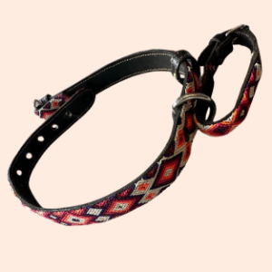 Lederhalsband mit gewebter Bordüre – für mittelgroße Hunde