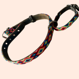 Lederhalsband mit gewebter Bordüre – für mittelgroße Hunde