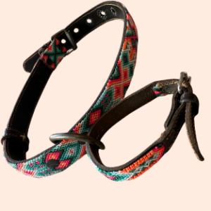 Lederhalsband mit gewebter Bordüre – für mittelgroße Hunde