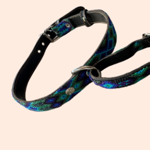 Lederhalsband mit gewebter Bordüre – für mittelgroße Hunde