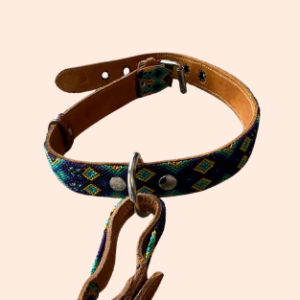 Lederhalsband mit gewebter Bordüre – für mittelgroße Hunde
