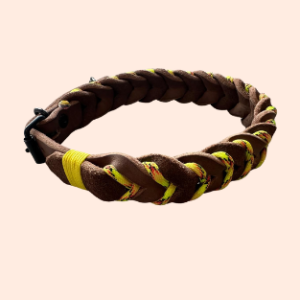 doGStuff Fettleder-Halsband – einfach geflochten mit Paracord