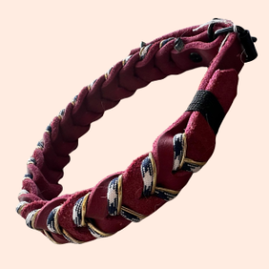 doGStuff Fettleder-Halsband – einfach geflochten mit Paracord