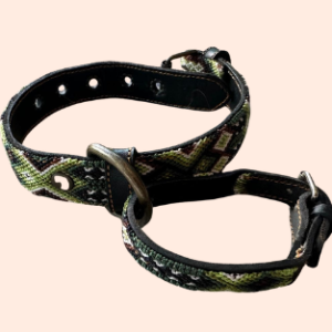 Lederhalsband mit gewebter Bordüre – für kleine Hunde