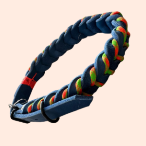doGStuff Fettleder-Halsband – einfach geflochten mit Paracord