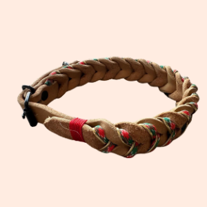 doGStuff Fettleder-Halsband – einfach geflochten mit Paracord