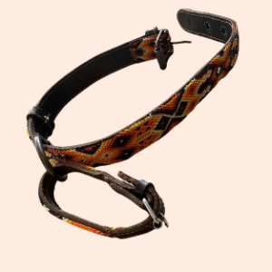 Lederhalsband mit gewebter Bordüre – für mittelgroße Hunde I 35- 45 cm