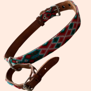 Lederhalsband mit gewebter Bordüre – für mittelgroße Hunde