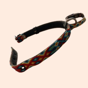 Lederhalsband mit gewebter Bordüre – für mittelgroße Hunde I 35- 45 cm
