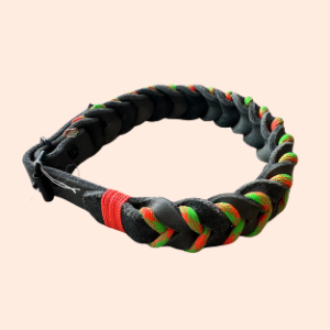 doGStuff Fettleder-Halsband – einfach geflochten mit Paracord