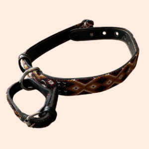 Lederhalsband mit gewebter Bordüre – für mittelgroße Hunde