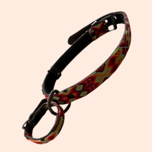 Lederhalsband mit gewebter Bordüre – für mittelgroße Hunde
