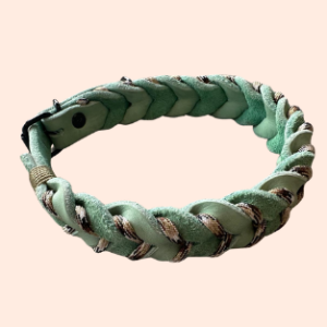 doGStuff Fettleder-Halsband – einfach geflochten mit Paracord