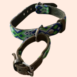 Lederhalsband mit gewebter Bordüre – für mittelgroße Hunde