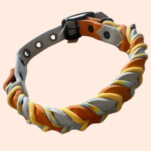 doGStuff Fettleder-Halsband – doppelt geflochten mit Paracord