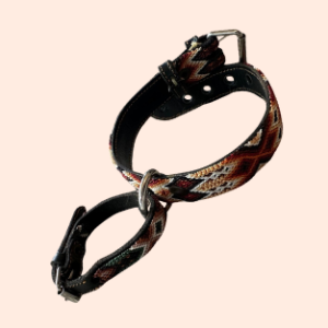 Lederhalsband mit gewebter Bordüre – für kleine Hunde