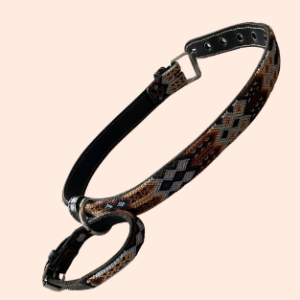 Lederhalsband mit gewebter Bordüre – für mittelgroße Hunde