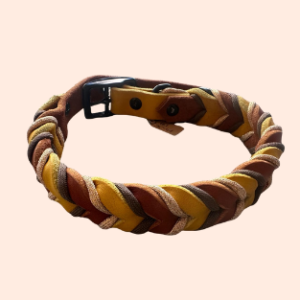 doGStuff Fettleder-Halsband – doppelt geflochten mit Paracord
