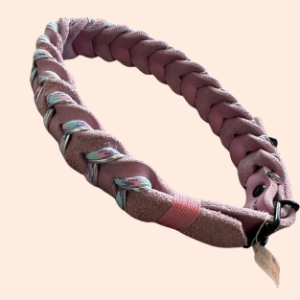 doGStuff Fettleder-Halsband – einfach geflochten mit Paracord