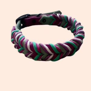 doGStuff Fettleder-Halsband – mehrfach geflochten mit Paracord