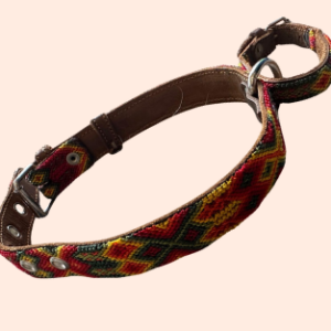 Lederhalsband mit gewebter Bordüre – für mittelgroße Hunde I 35- 45 cm