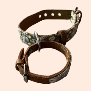 Lederhalsband mit gewebter Bordüre – für kleine Hunde