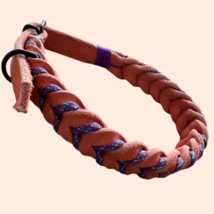 doGStuff Fettleder-Halsband – einfach geflochten mit Paracord