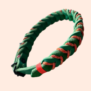 doGStuff Fettleder-Halsband – einfach geflochten mit Paracord