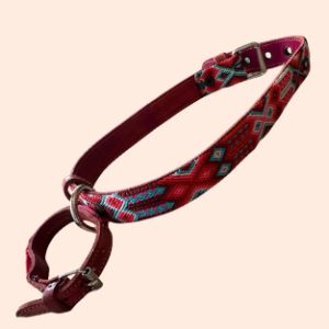Lederhalsband mit gewebter Bordüre – für mittelgroße Hunde