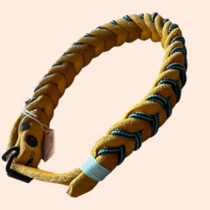 doGStuff Fettleder-Halsband – einfach geflochten mit Paracord