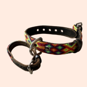 Lederhalsband mit gewebter Bordüre – für kleine Hunde