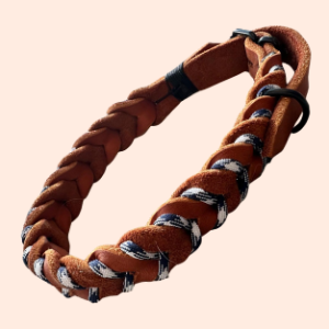doGStuff Fettleder-Halsband – einfach geflochten mit Paracord