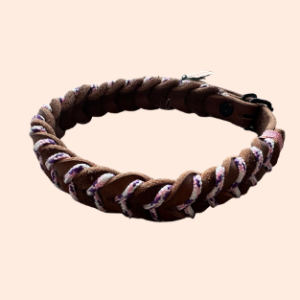 doGStuff Fettleder-Halsband – einfach geflochten mit Paracord