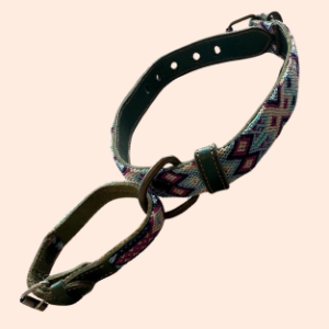Lederhalsband mit gewebter Bordüre – für mittelgroße Hunde I 35- 45 cm